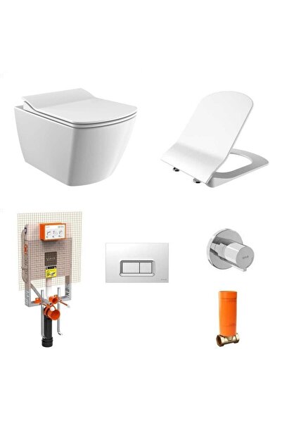 Creavit Elegant Rim-off Asma Klozet + Yavaş Kapanır Kapak + VitrA Gömme Rezer...