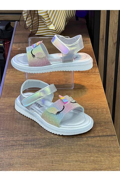 homiro Children's Single Strap Glitter Sandet-Rainbow