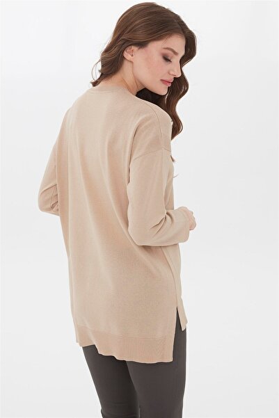 Desen Triko Γυναικεία Καλοκαιρινή Πλεκτή Μπλούζα Μπεζ