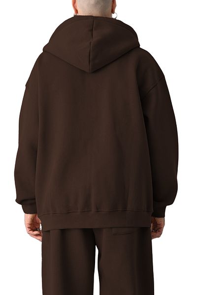 ruNadeS Men's Zippered Hooded Basic Seasonal Brown Cardigan