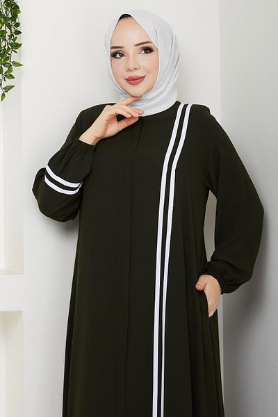 InStyle Striped Medina Silk Khaki Ferace