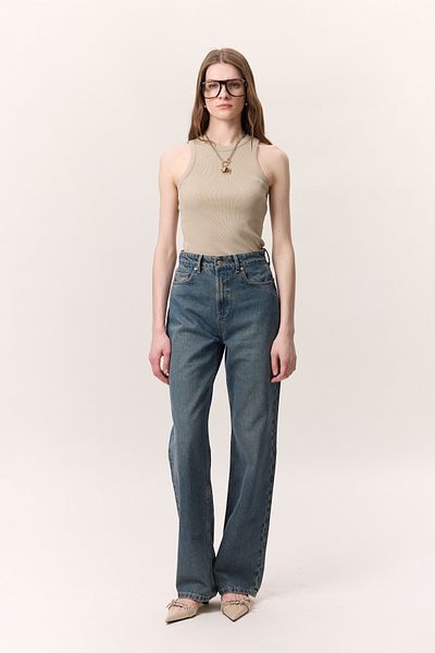 Manuka Long Leg Straight Jean Gray Blue