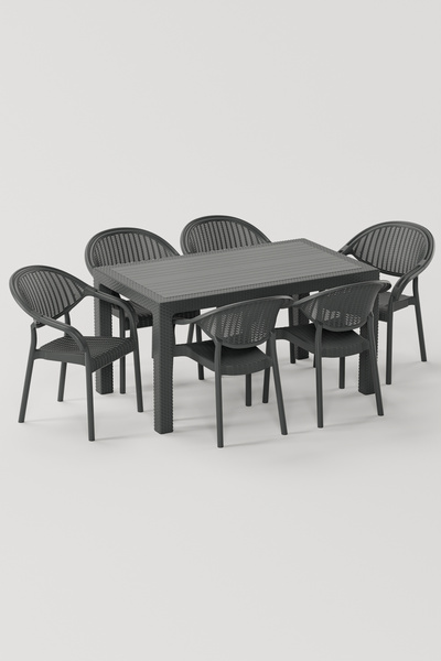 Çavdar Group Raddan Camsız 90x150 Masa Bambu 6 Adet Sandalye Masa Takımı Bahç...