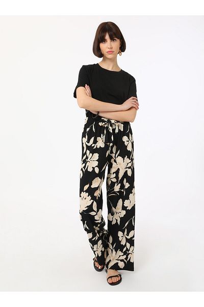 Benin Large Floral Print Pants - Black/White - Benin