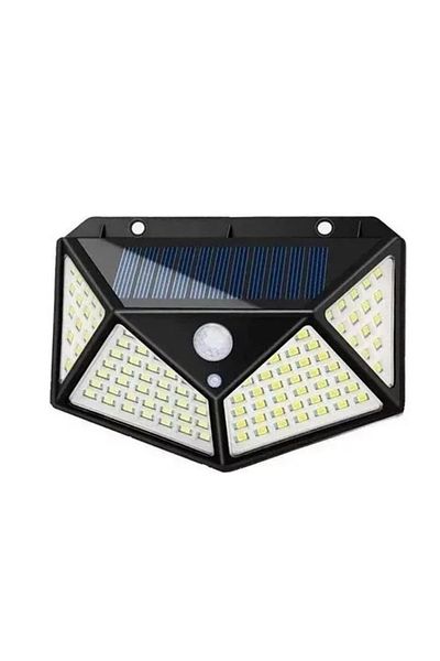 Depox Lampa solara de perete, Bright Night, 100 LED-uri, senzor de miscare, plastic, negru