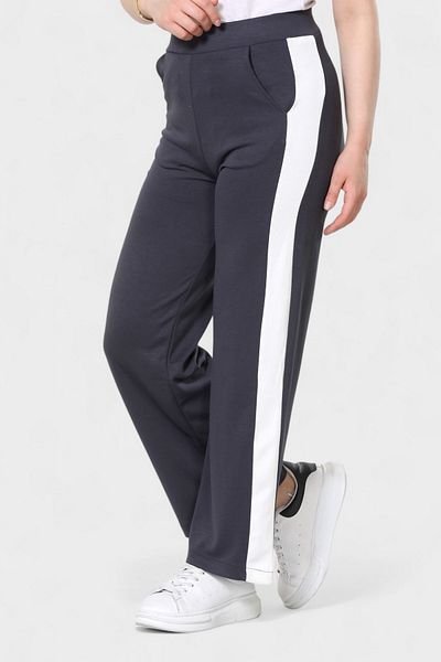 NEWCO Side Stripe High Waist Loose Wide Leg Sweatpants Loungewear Gray