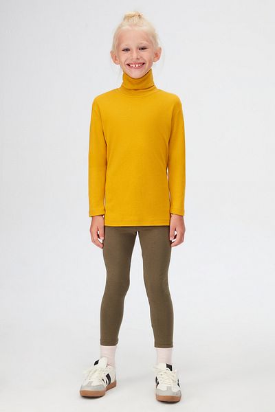 LOVETTI Girl - Mustard Basic Winter T-shirt, Full Turtleneck, Long Sleeve