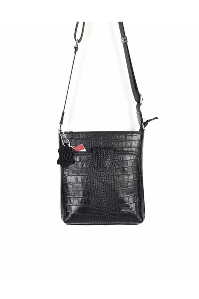 Aka Deri حقيبة كتف جلدية سوداء 316 12