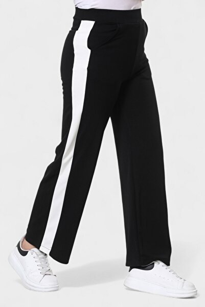 NEWCO Πλαϊνή ρίγα Ψηλόμεση Loose Leg Sweatpants άνετο γκρι