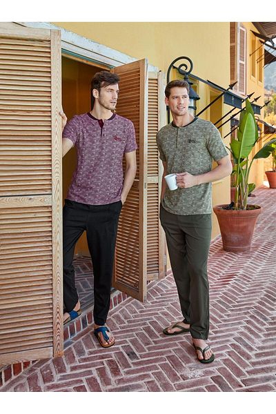 Berrak 9207 Men's Half Button Half Sleeve Pajama Suit