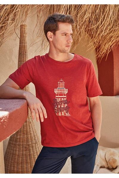 Berrak 9196 Men's Crew Neck Elastic Leg Pajama Set