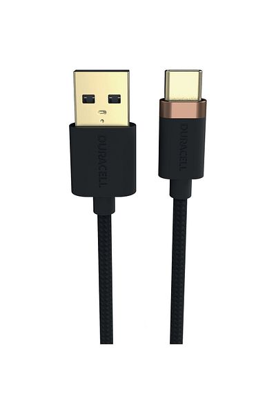 Duracell Cablu Duracell, USB-A to USB-C, 1m, transfer date 480Mbps, fibra Dupon Kevlar, miez de cupru, Negru
