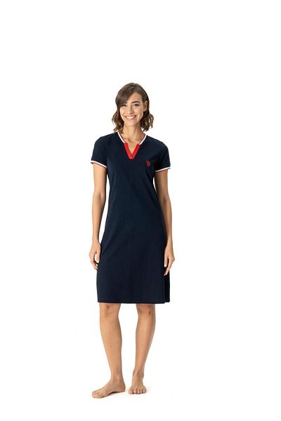 U.S. Polo Assn. U.S. Polo Assn. Women's Navy Blue V-Neck 100% Cotton Nightgown - Navy Blue - Ilc2.16B99W9-Rl
