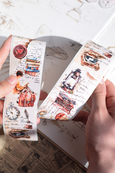 GÖKÇETasarım Dark Academia Washi Tape (5 cm X 2 m) /Washi Tape, Vintage Scrap...