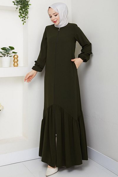 InStyle Curved Medina Silk Khaki Ferace