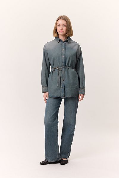 Manuka   Cămașă OVERSIZE DENIM CU CUREA, Cămașă Grüt Denim pentru femei Model GX9688