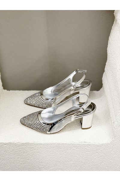 NUR KARACA 25Y1758 PANTOF STILETTO CU TACĂ DE 8 CM GROȘ, DESCHIS PE SPATE, PENTRU FEMEI