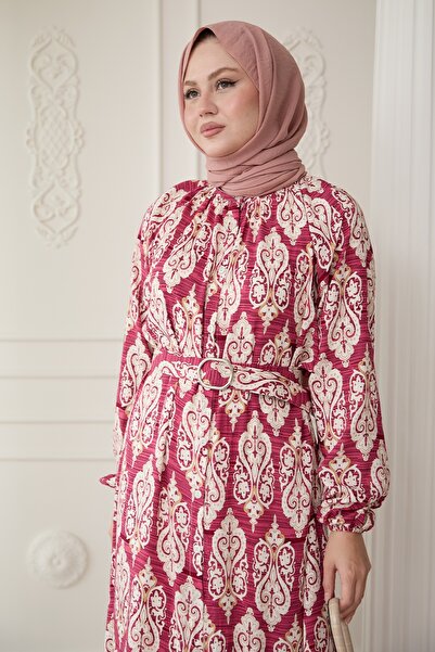 InStyle Ροζ φόρεμα βισκόζης με έθνικ σχέδιο σε σειρά