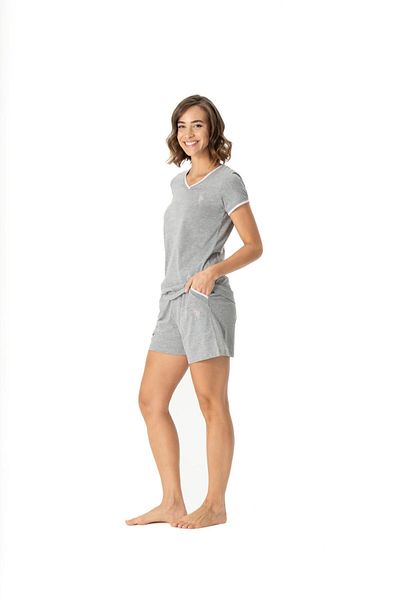 U.S. Polo Assn. U.S. Polo Assn. Women's V-Neck Gray Shorts Pajama Set - Gray - Ilc2.16R99C1-Ng