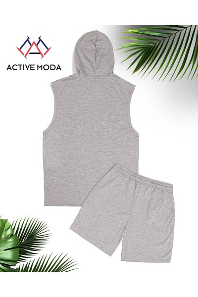 ACTIVE MODA -Men's Chicago Patterned Sleeveless Sports Singlet-Shorts Set 2 Li Panluklu Oversize Large Size