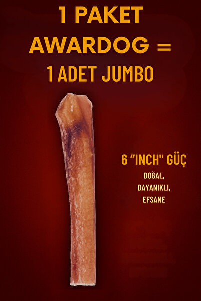 AWARDOG 15 Cm Jumbo Boy %100 Doğal Dana Kamışı | Köpek Çiğneme Ödül Maması | Uzun Süre Dayanıklı | 1 Adet