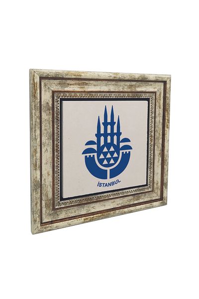 Sadrazam Istanbul Emblem Printed Natural Stone Painting (25 X 25 Krt-147)