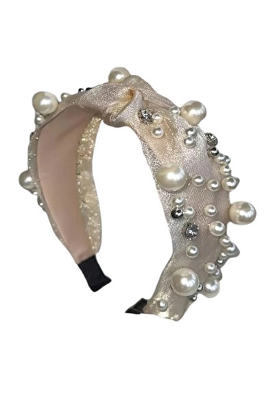 CAŞ DEKORASYON Coroană din piatră cu perle de culoare crem