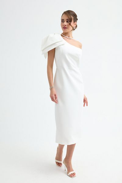 Lafaba Women's White One Shoulder Midi Dress
