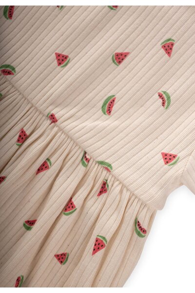 Cigit Patterned Corded Tunic Suit 1-8 Years a Beige