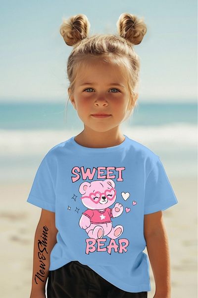 New Shine 1 tricou este un cadou pentru achiziții de 6 și peste în coș - Tricou pentru copii oversize imprimat cu urs dulce