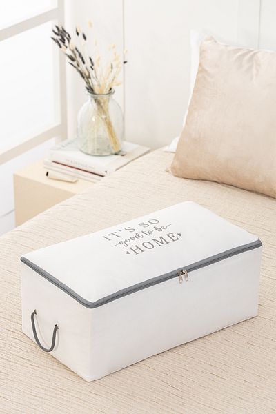 REKHOME Set of 2 Medium Size Gray Printed under Base Sofa Bed Type Sweater Pique Organizer Blanket Pouch 52X28X21