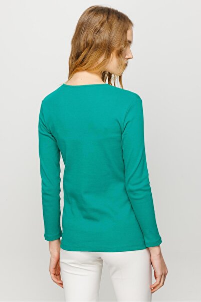 Desen Triko Γυναικεία βαμβακερή βαμβακερή μπλούζα με λαιμόκοψη με λαιμόκοψη V