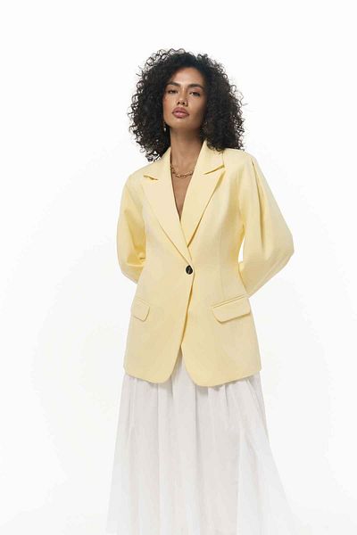 MAİ COLLECTİON Briella Yellow Blazer with Waistband