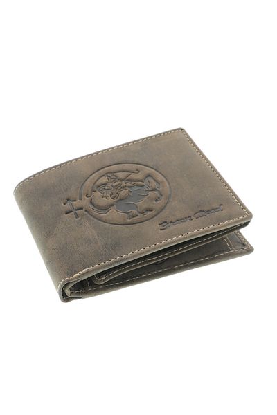 GiftExpress Men's wallet, brown genuine leather, Zodiac Sagittarius