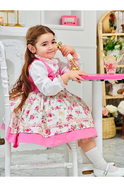 Hly Karol Tasarım Pink Buttoned Vintage Baby Girl Dress, Birthday, Photo Shoot Dress, Suitable for Ages 0-12