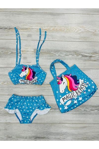 ANGELOS GIRLS Girl's 3-Piece Swimsuit Set with Bag 3-10 Years 12211