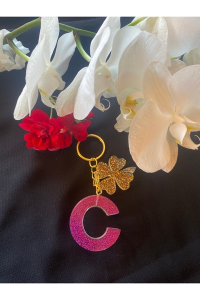 Bellinzona Breloc cu litera C, mov, cu sclipici - accesoriu pentru geantă [cu...