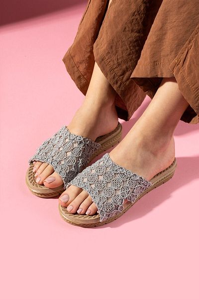 FUGA MODA Πλεκτές παντόφλες Conti Grey Cross Strap