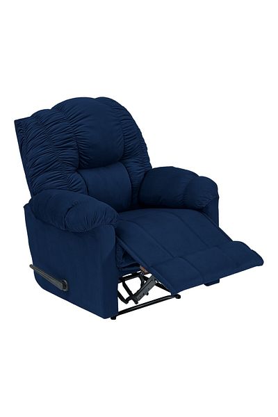 BACK COMFORT Velvet Rocking Recliner Chair - Dark Blue - ComfyChair