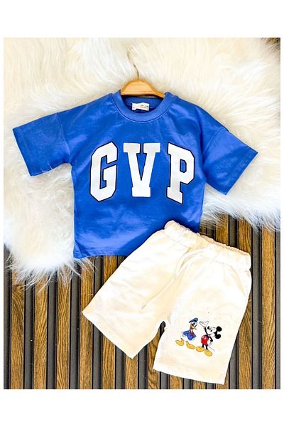 Soft kids Blue Printed Children's Summer Bottom Top Set