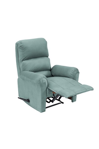BACK COMFORT Velvet Rocking & Rotating Recliner Chair - Light Turquoise - Chi...