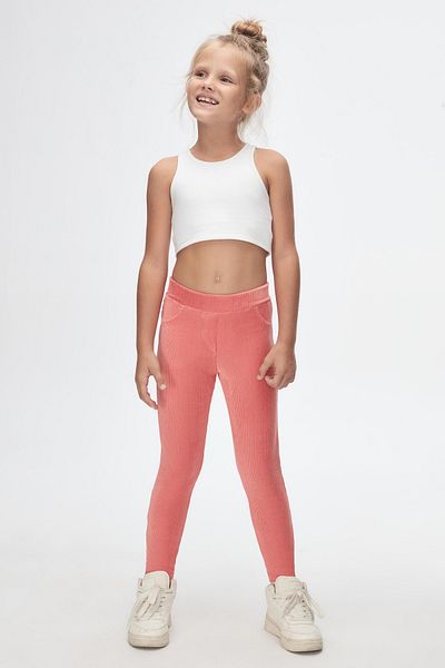 LOVETTI Salmon Girl's Corduroy Tights with Pockets
