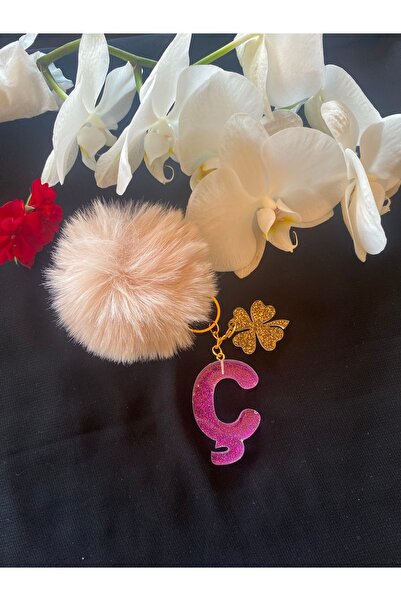 Bellinzona Breloc cu litera C cu sclipici mov - Accesoriu pentru geantă [cu o...