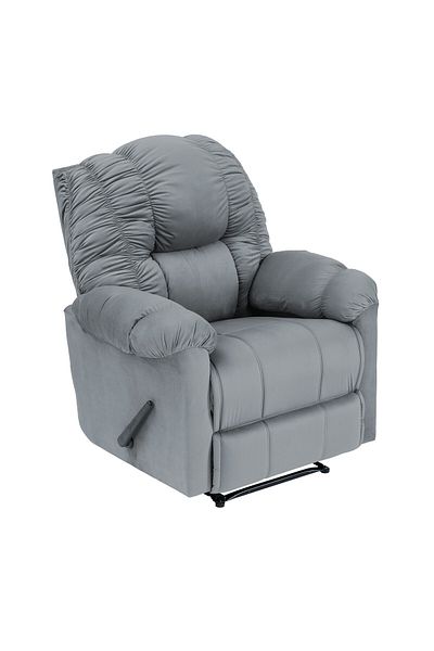 BACK COMFORT Velvet Classic Recliner Chair - Grey - ComfyChair