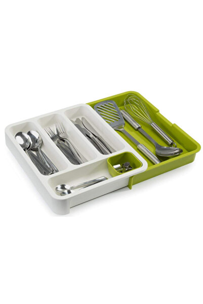 Herum Drawer Cutlery Organizer, Extendable, Green / White, 36 X 47 X 5 Cm