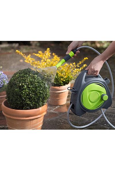 Herum Set furtun de grădină și pulverizator, verde/gri, 10 m