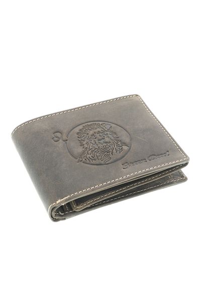 GiftExpress Men's wallet made of genuine brown leather Zodiac Leo