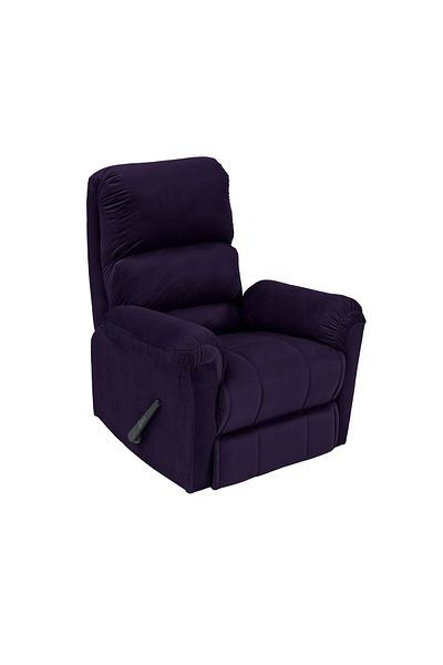 BACK COMFORT Velvet Rocking & Rotating Recliner Chair - Dark Purple - ChillSeat