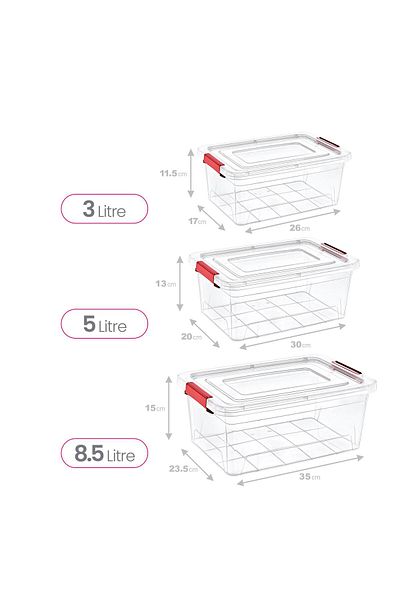 Smartware Set of 3 Smart Box Storage Containers 3-5-8 Lt