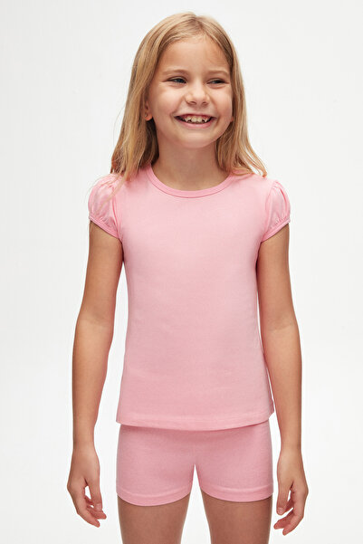 LOVETTI Ροζ μπλουζάκι με μανίκι καρπούζι με λαιμόκοψη για κορίτσι